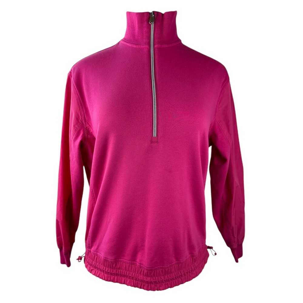 Athleta Triumph Hybrid Half Zip Sweatshirt Jacket Salvia Pink Fuchsia Small - Picture 2 of 15